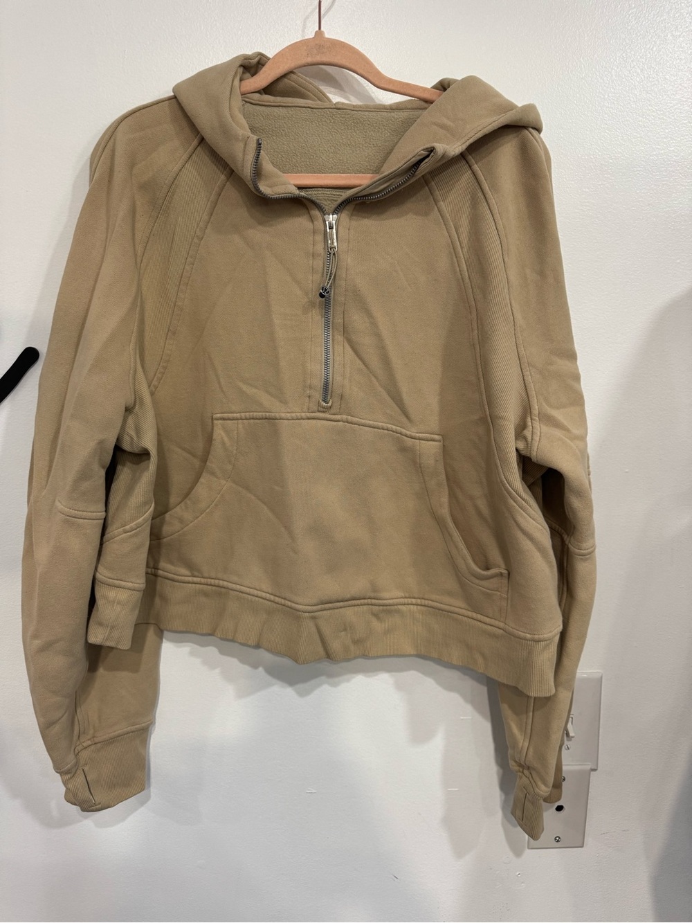 lululemon athletica Women’s Tan Half-Zip Hooded Utility Jacket